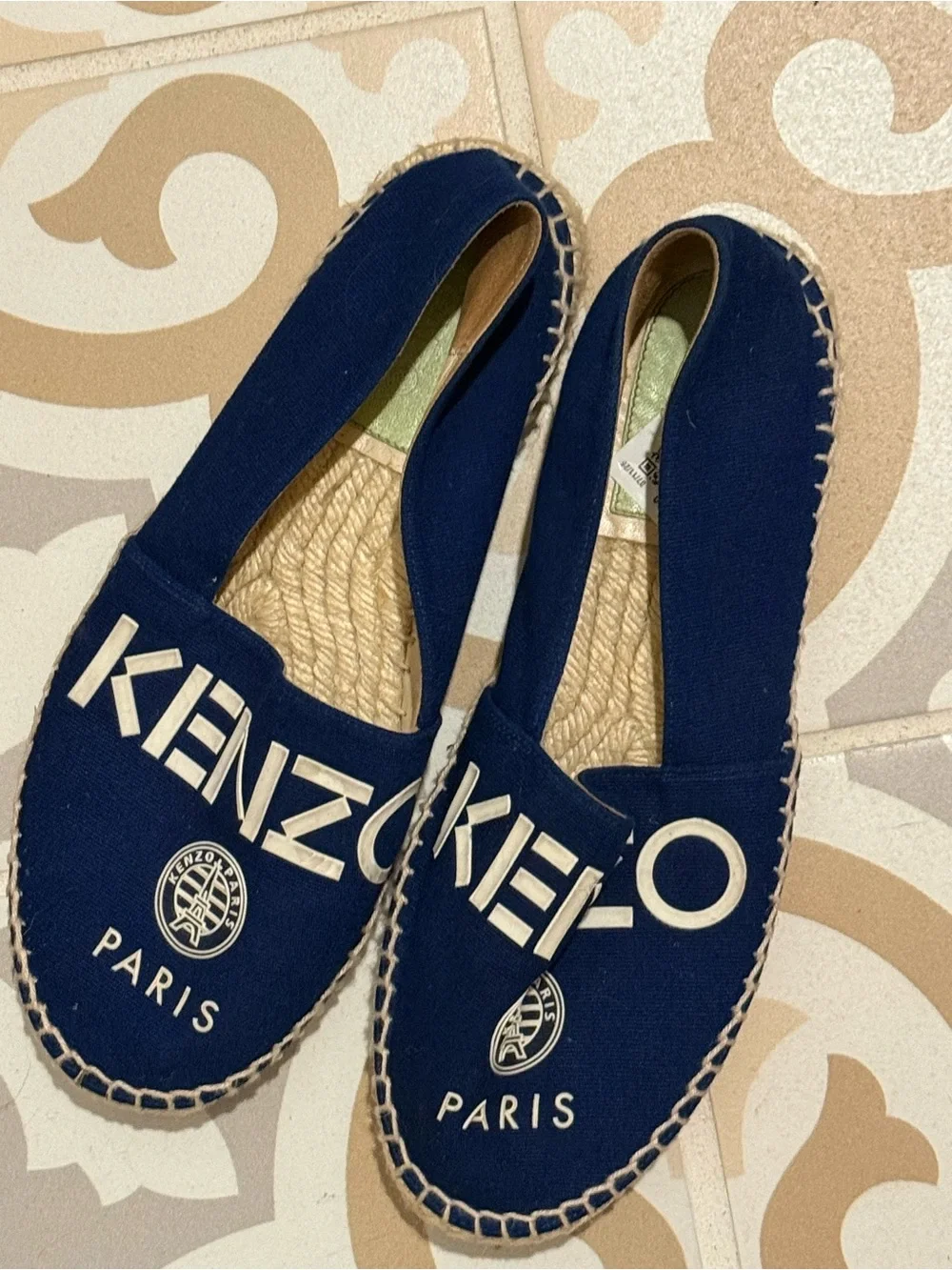 Kenzo Navy Blue Paris Logo Espadrilles
